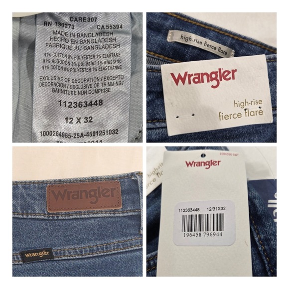 Wrangler Women High Rise Fierce Flare Jeans Denim Blue Boho Western Size 12x32 - Picture 4 of 16
